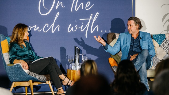 Joh JC Collins on the couch at the Brisbane Business hub